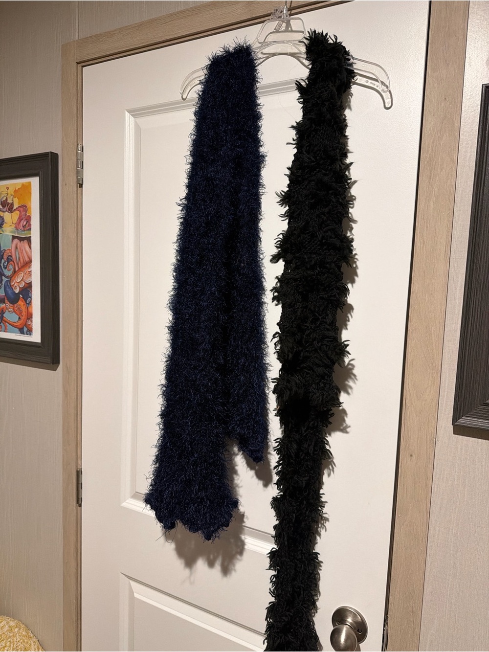Cozy Faux Fur Scarf in Navy and Black